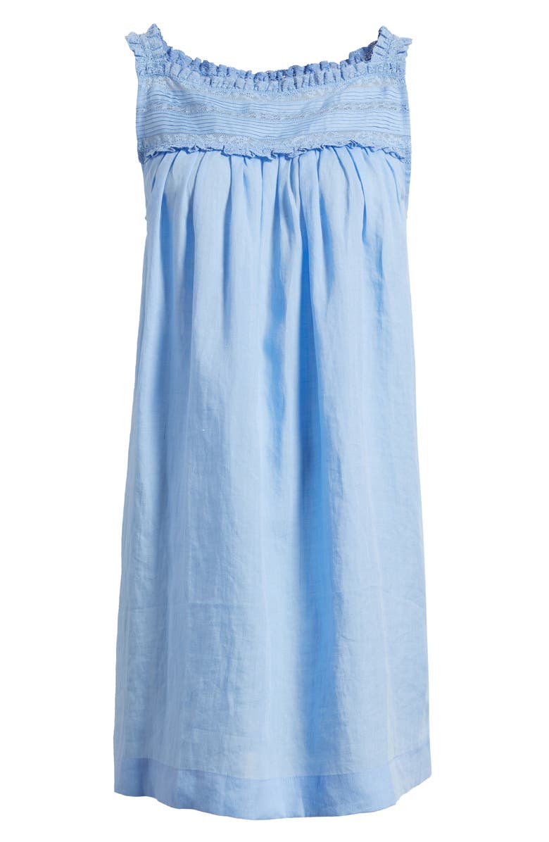 DÔEN Bea Pleat & Lace Detail Ramie Minidress, Alternate, color, Bluejay