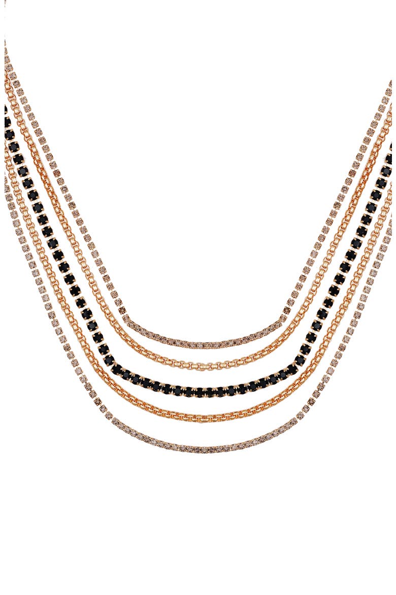 Crystal Layered Chain Necklace, Main, color, GOLD TONE