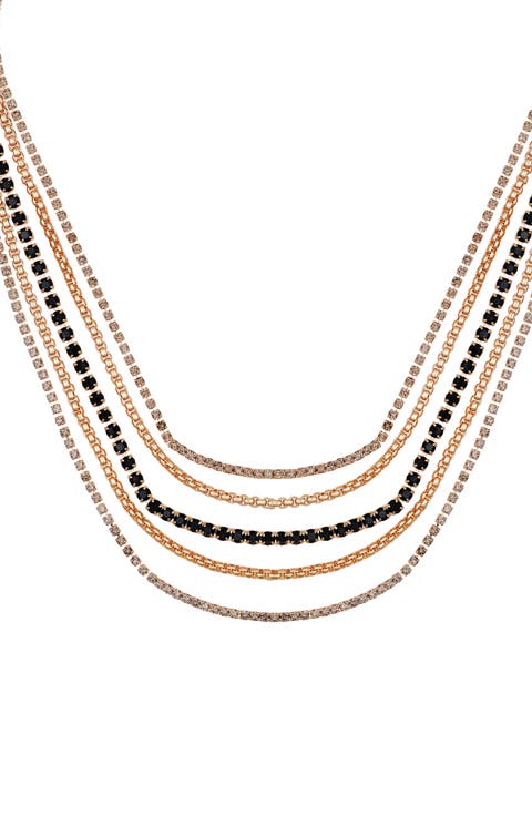 Crystal Layered Chain Necklace