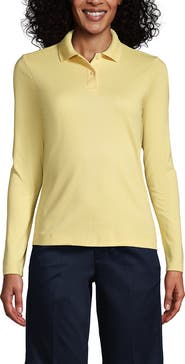 Lands' End School Uniform  Long Sleeve Feminine Fit Interlock Polo Shirt