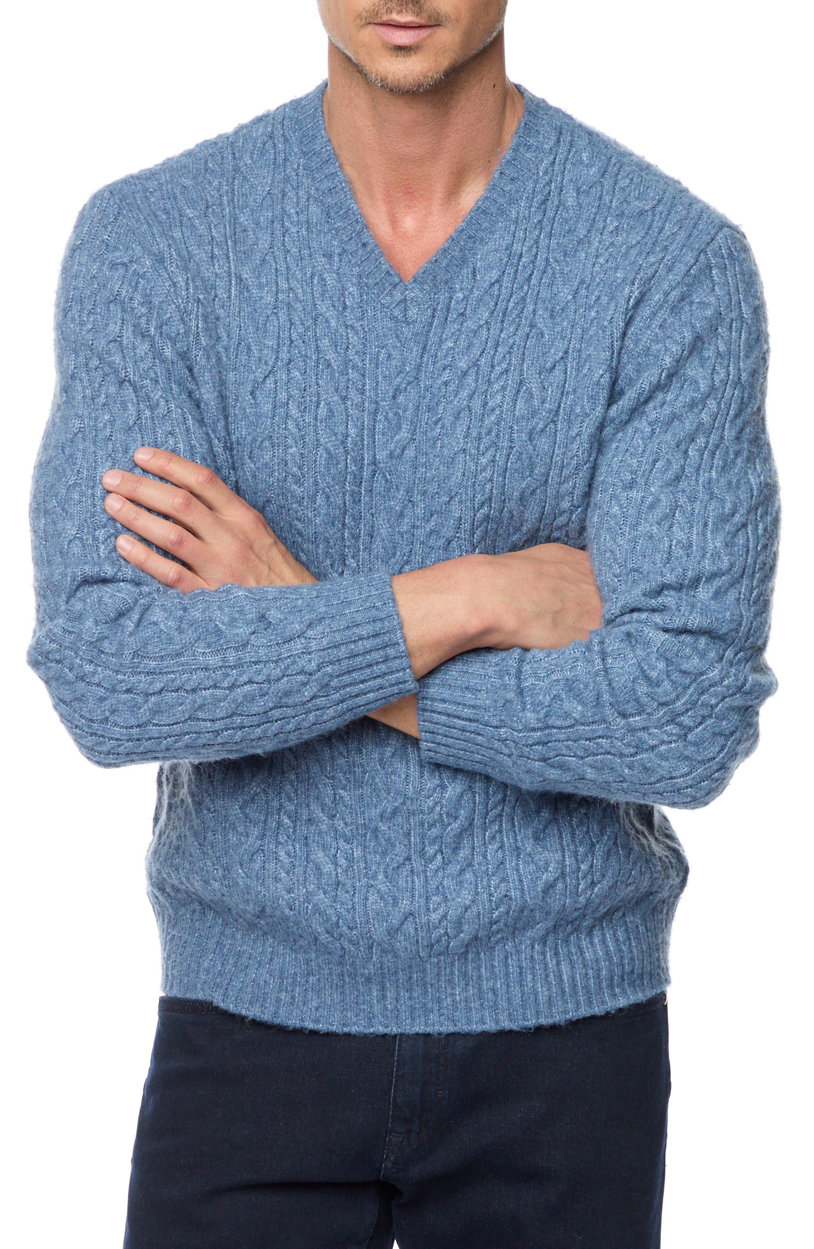 Robert Graham Anson Cable Sweater in Blue 