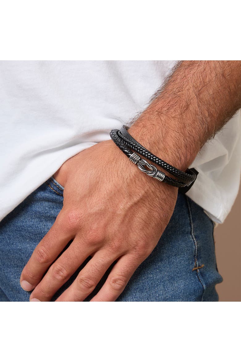 Knot 3-Row Super-fiber Bracelet, Alternate, color, black, silver