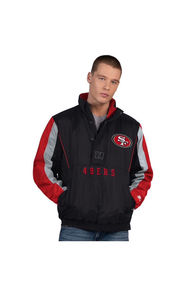 STARTER Men's Starter Black San Francisco 49ers Thursday Night Gridiron Half-Zip Jacket, Main, color, Black
