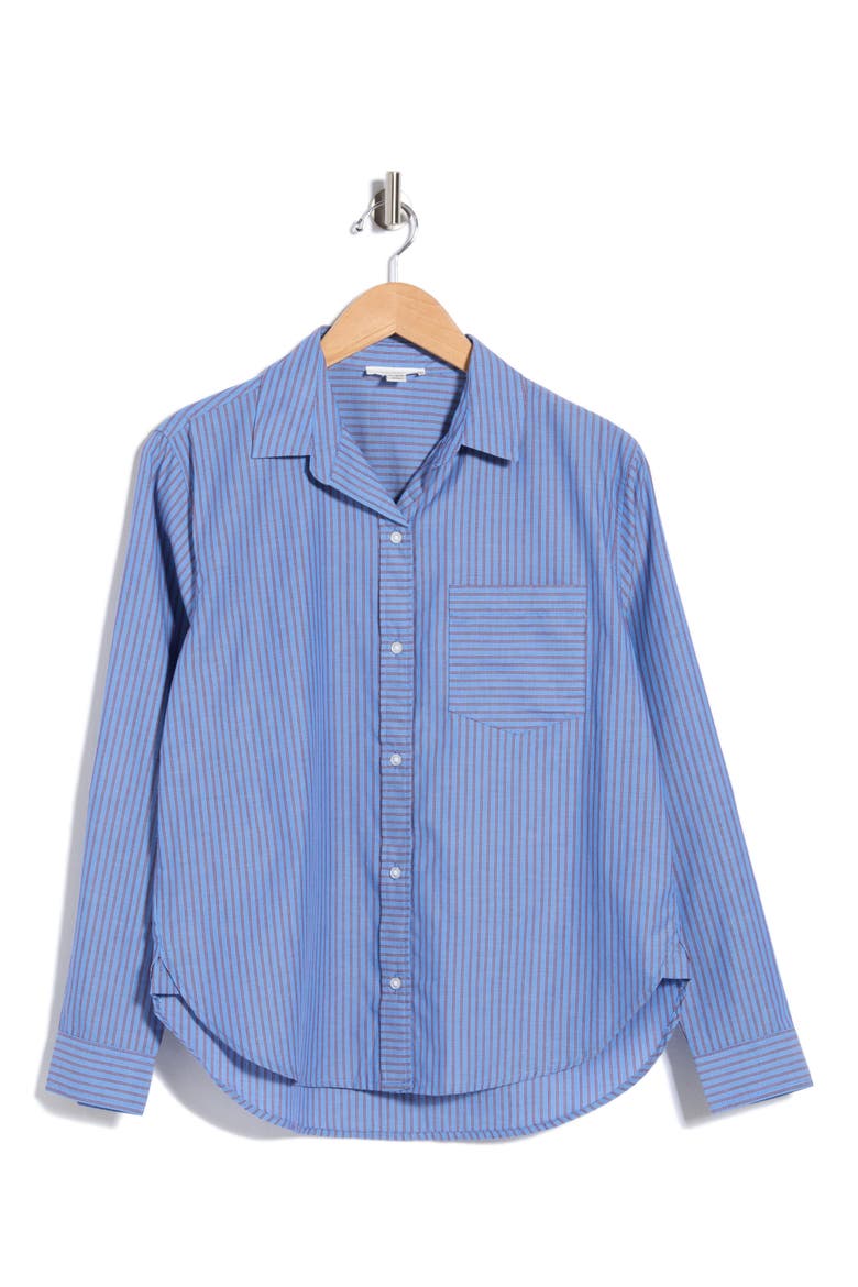 Carson Stripe Button-Up Shirt, Alternate, color, SAPHIRE DREAM