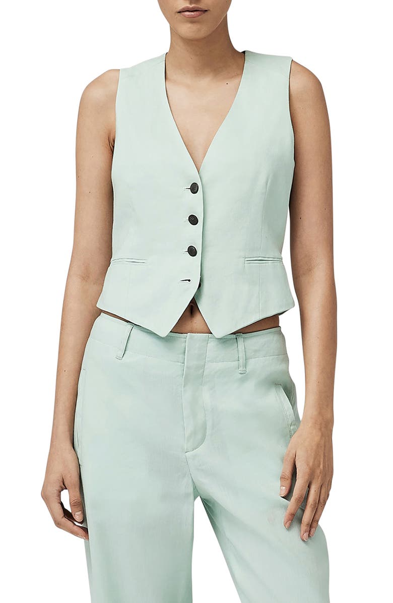 rag & bone Priya Linen Blend Vest, Main, color, Mint