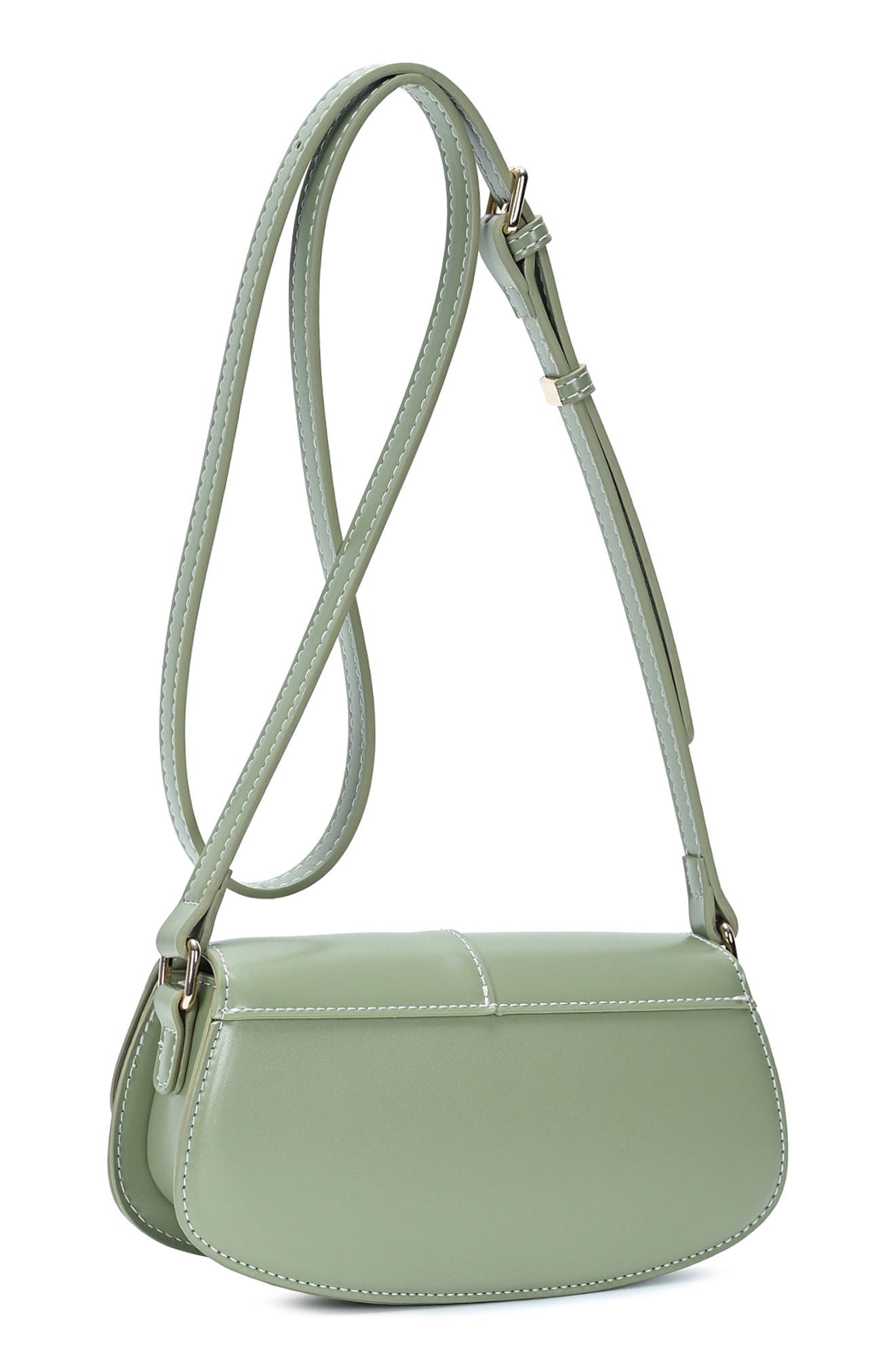 Flap Front Faux Leather Crossbody Bag, Alternate, color, SAGE