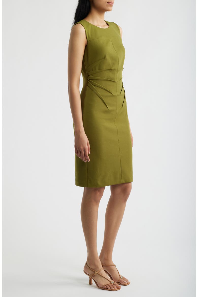 Radiant Pleat Scuba Crepe Sheath Dress, Alternate, color, IVY