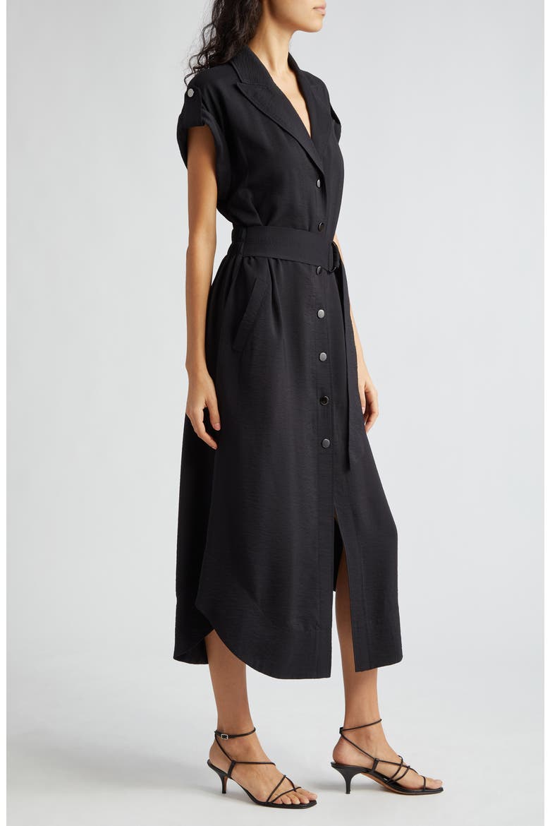 Celia Belted Midi Dress, Alternate, color, BLACK