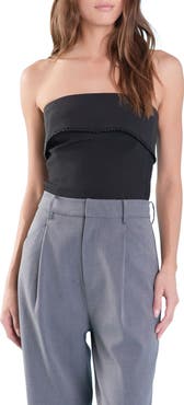 Endless Rose Strapless Pearl Bead Trim Foldover Top