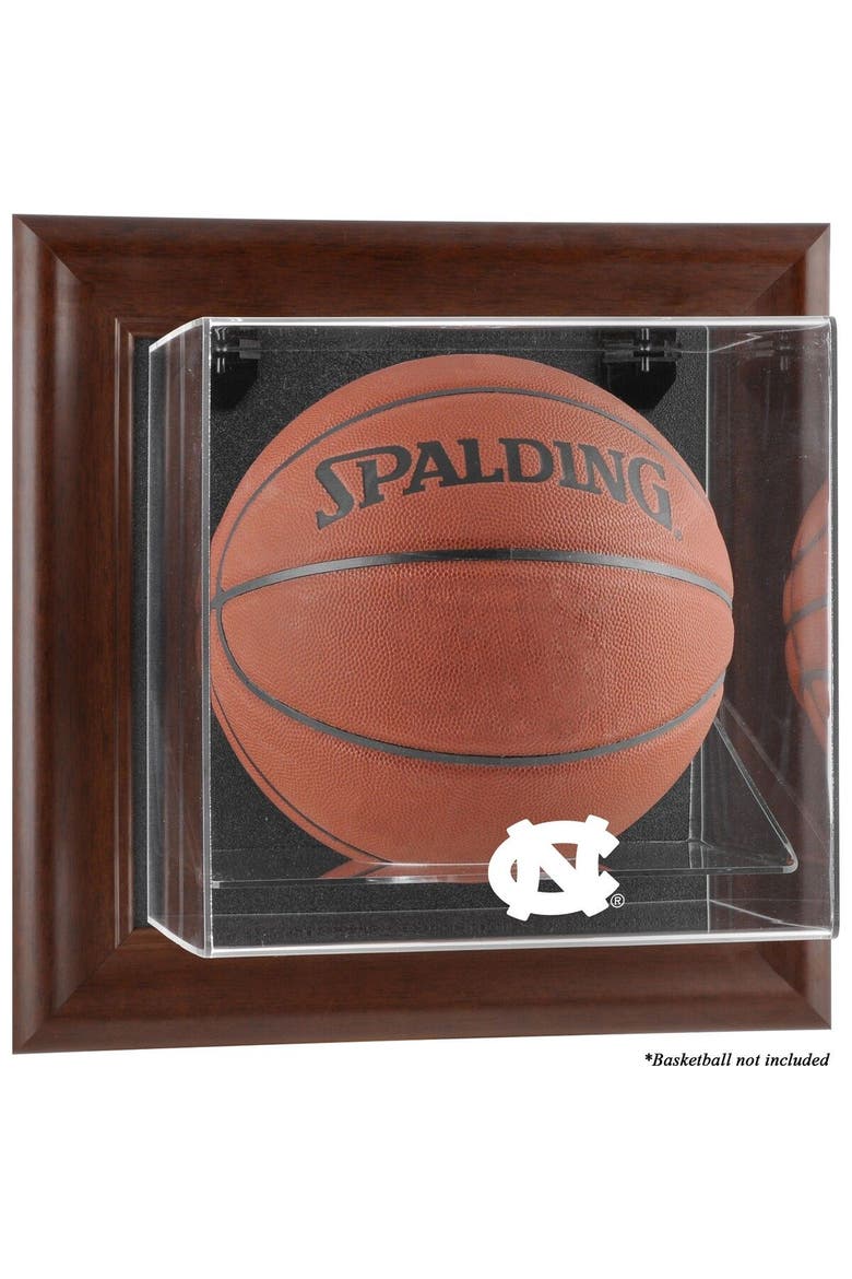 North Carolina Tar Heels Brown Framed (2015-Present Logo) Wall-Mountable Basketball Display Case, Main, color, Brown