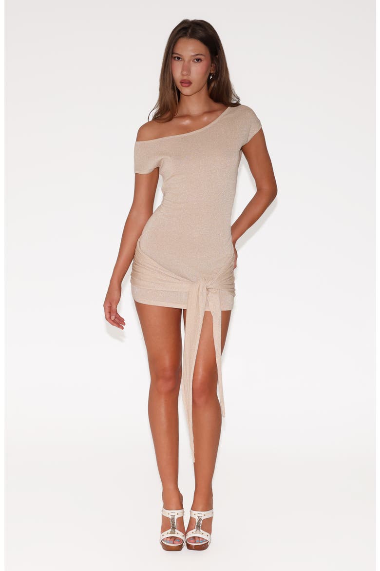 Sotera Off the Shoulder Knit Minidress, Alternate, color, GOLD