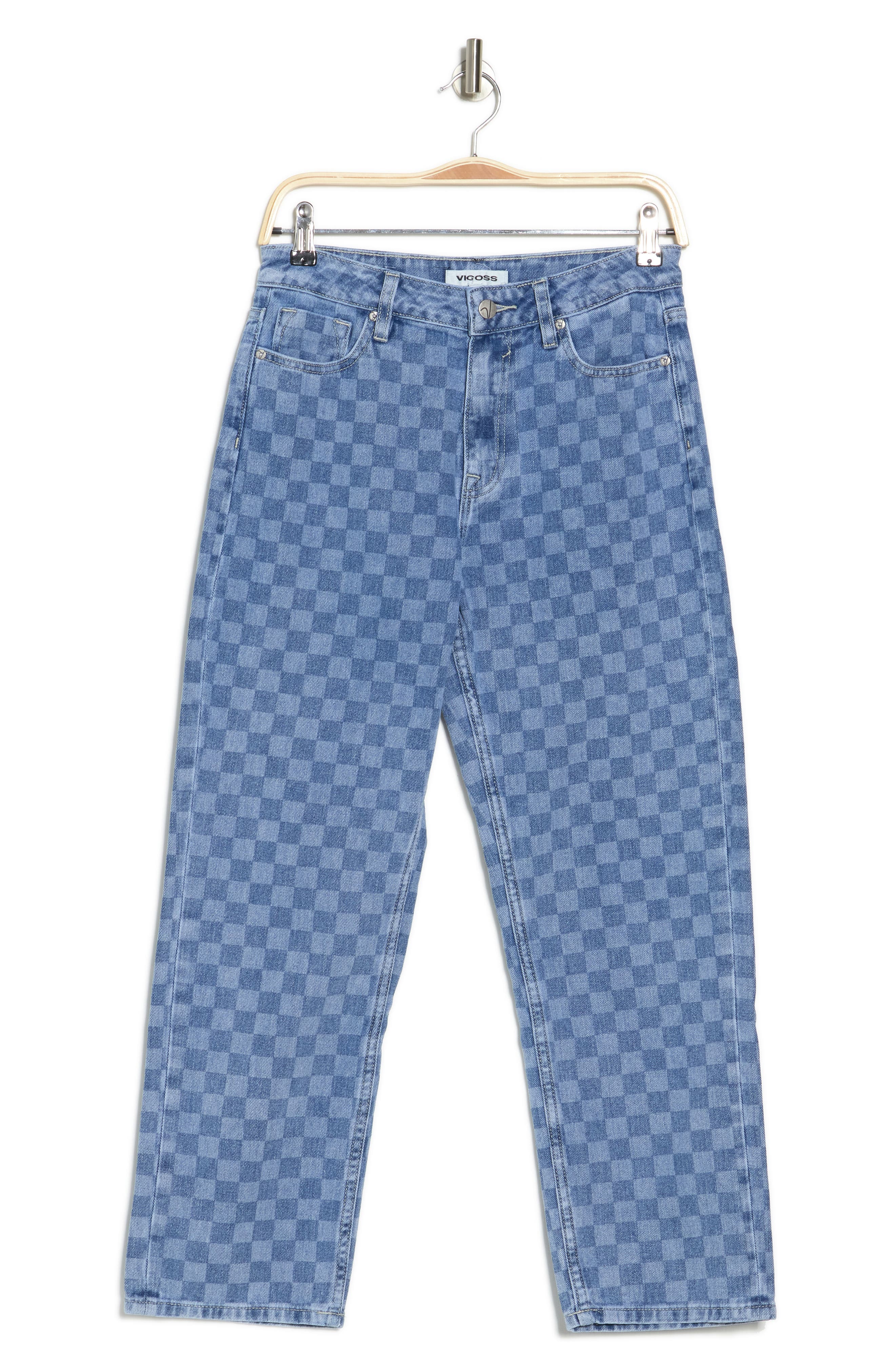 A V DENIM Checker Print High Rise Frankie Jeans (Women) | Nordstromrack