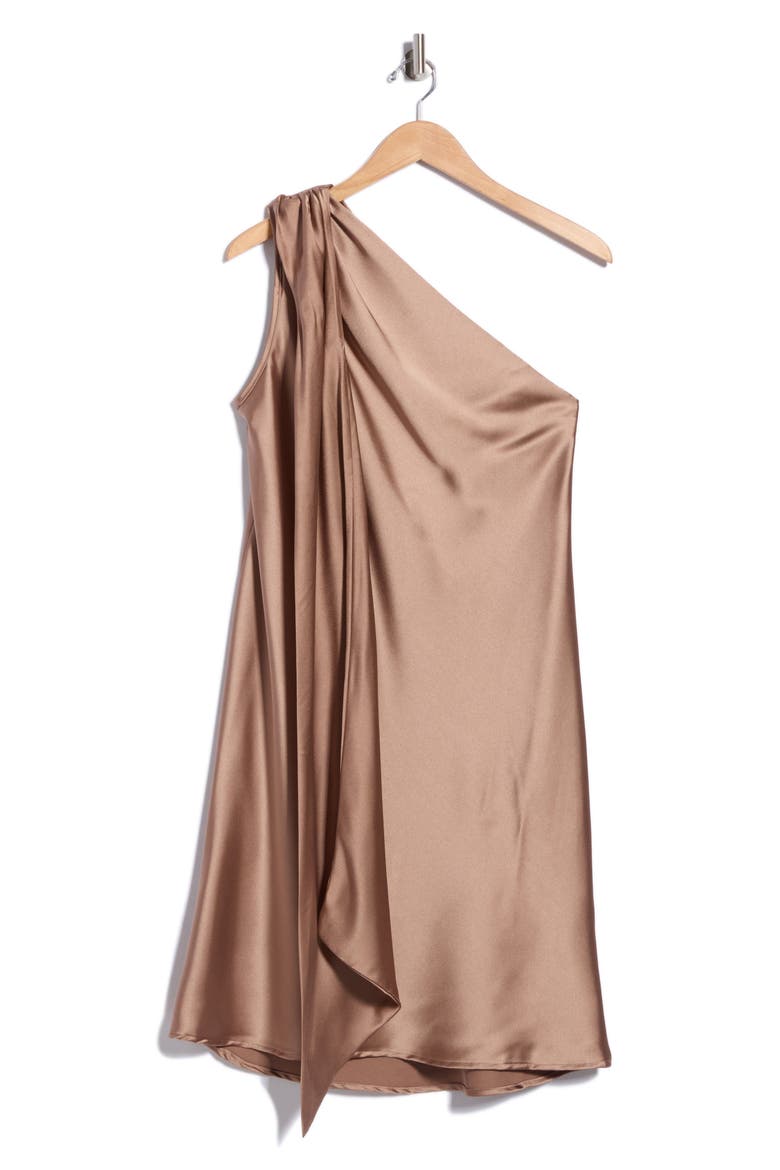 One-Shoulder Scarf Dress, Alternate, color, DUNE