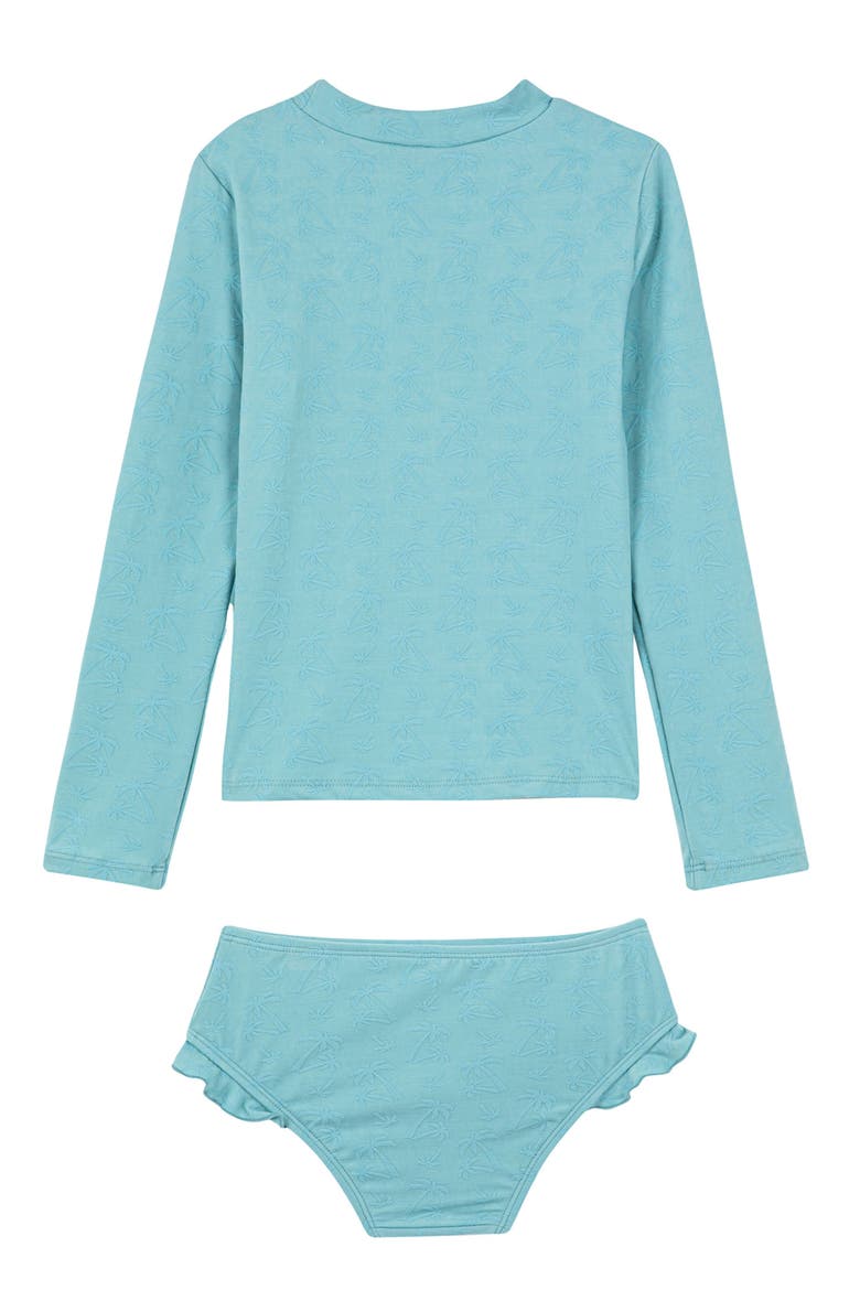 Palm Party Textured Long Sleeve Rash Guard Set, Alternate, color, Green