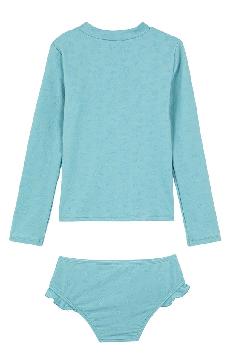 Gottex Kids Palm Party Textured Long Sleeve Rash Guard Set, Alternate, color, Green