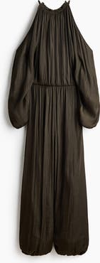 H&M Cold-shoulder Satin Jumpsuit