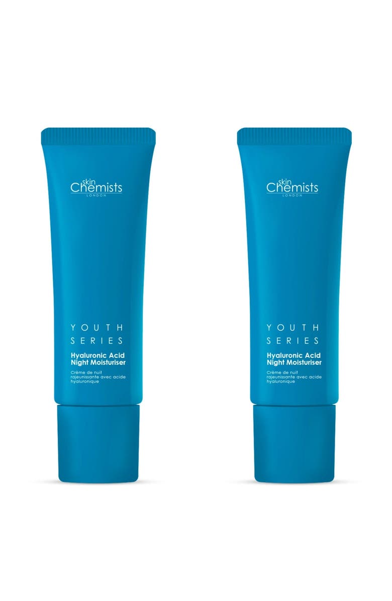 SKINCHEMISTS Youth Series 1% Hyaluronic Acid Night Moisturiser 50ml x 2 Duo Pack, Main, color, White