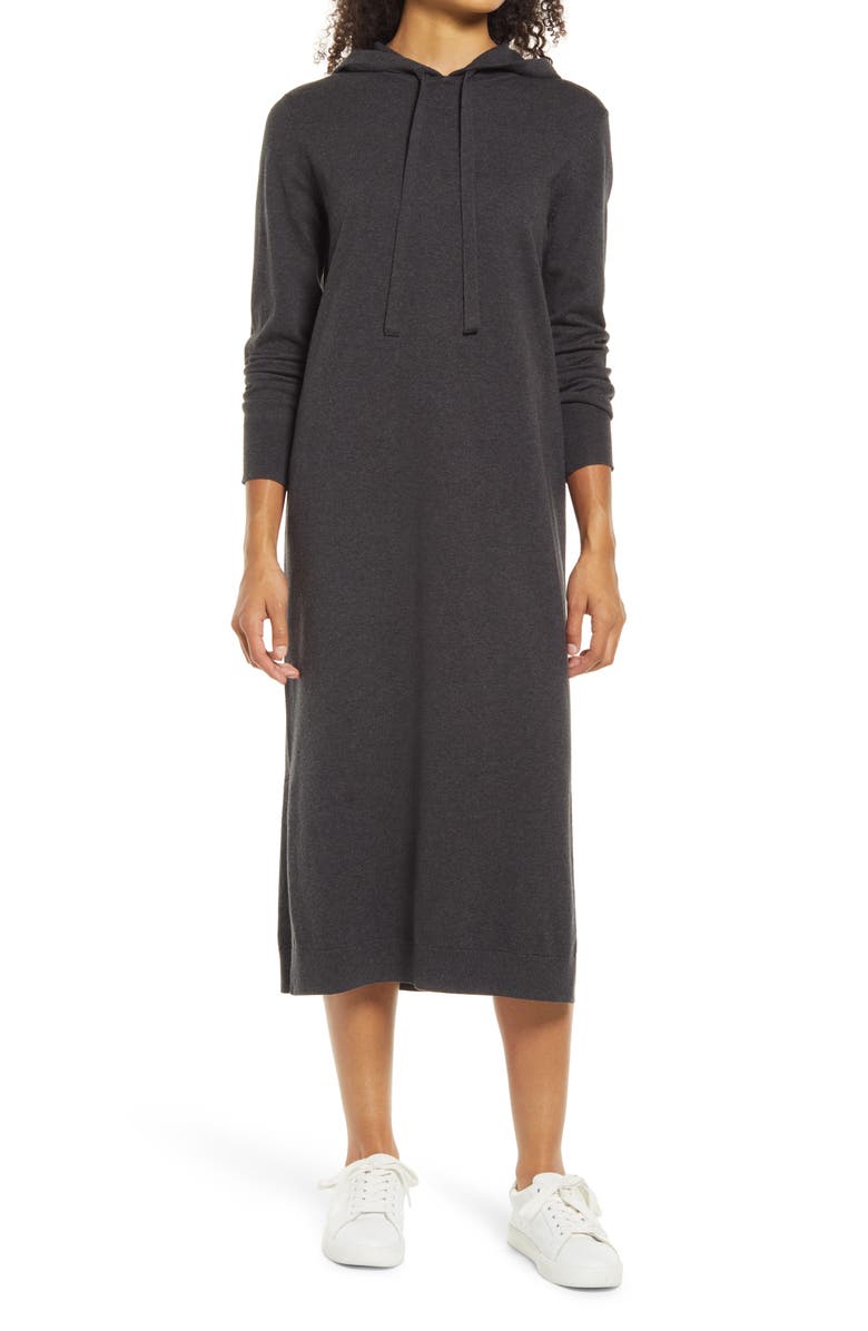 Caslon<sup>®</sup> Hooded Midi Sweater Dress, Main, color, 