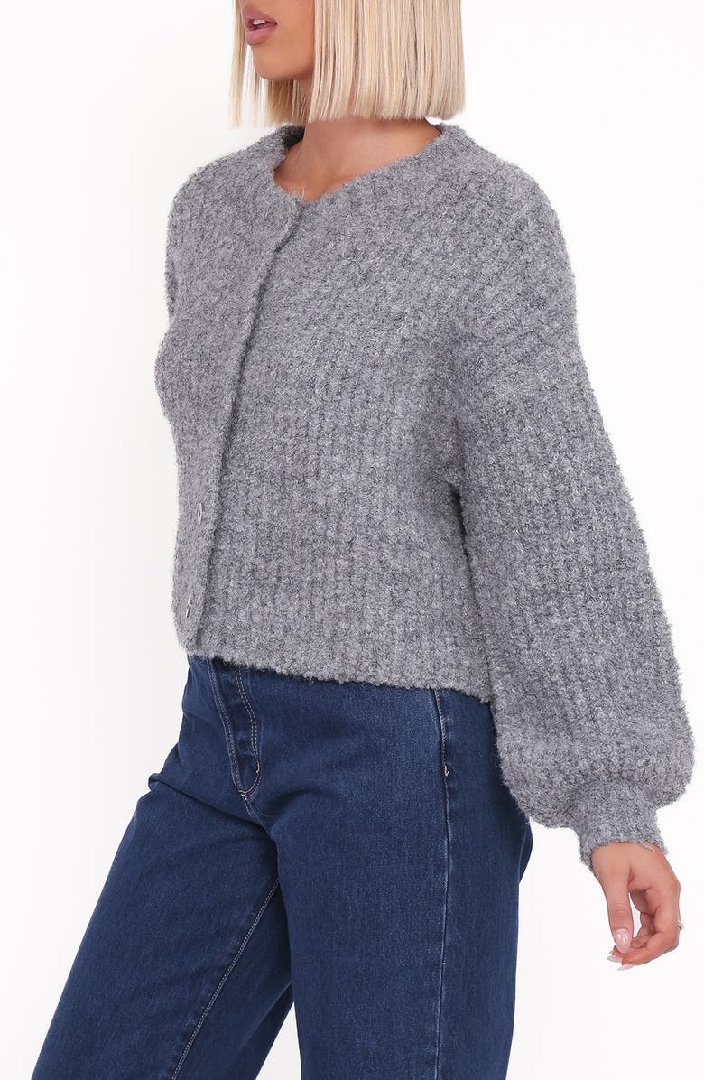 Petal & Pup Albertine Bouclé Crop Cardigan, Alternate, color, Grey