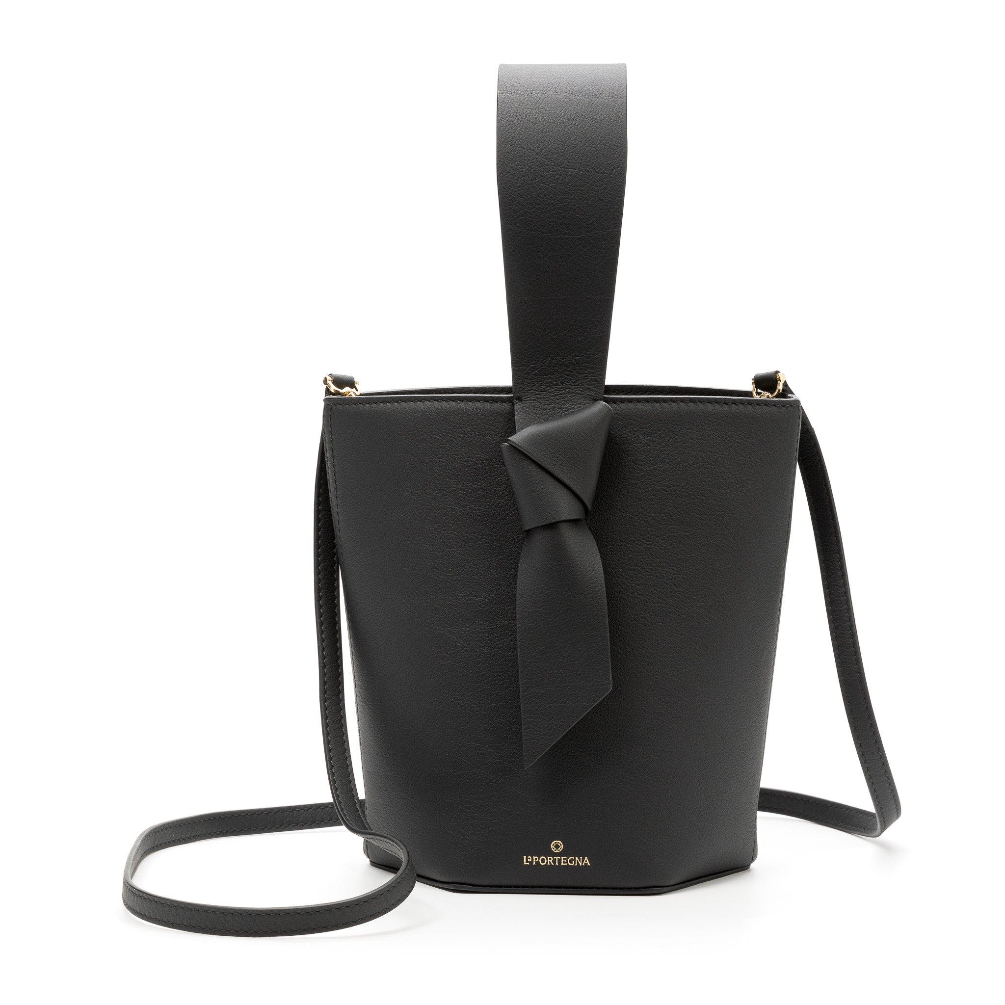 LA PORTEGNA Julieta Shoulder Bag Minimalist Lines And Timeless Design, Alternate, color, Black