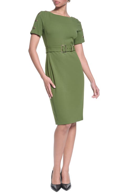 Belted Scuba Crepe Sheath
