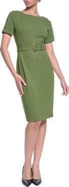 KARL LAGERFELD Belted Scuba Crepe Sheath