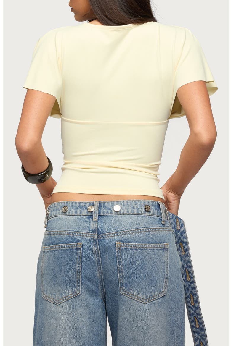 Flutter Plunge V-Neck Top, Alternate, color, LIGHT-YELLOW