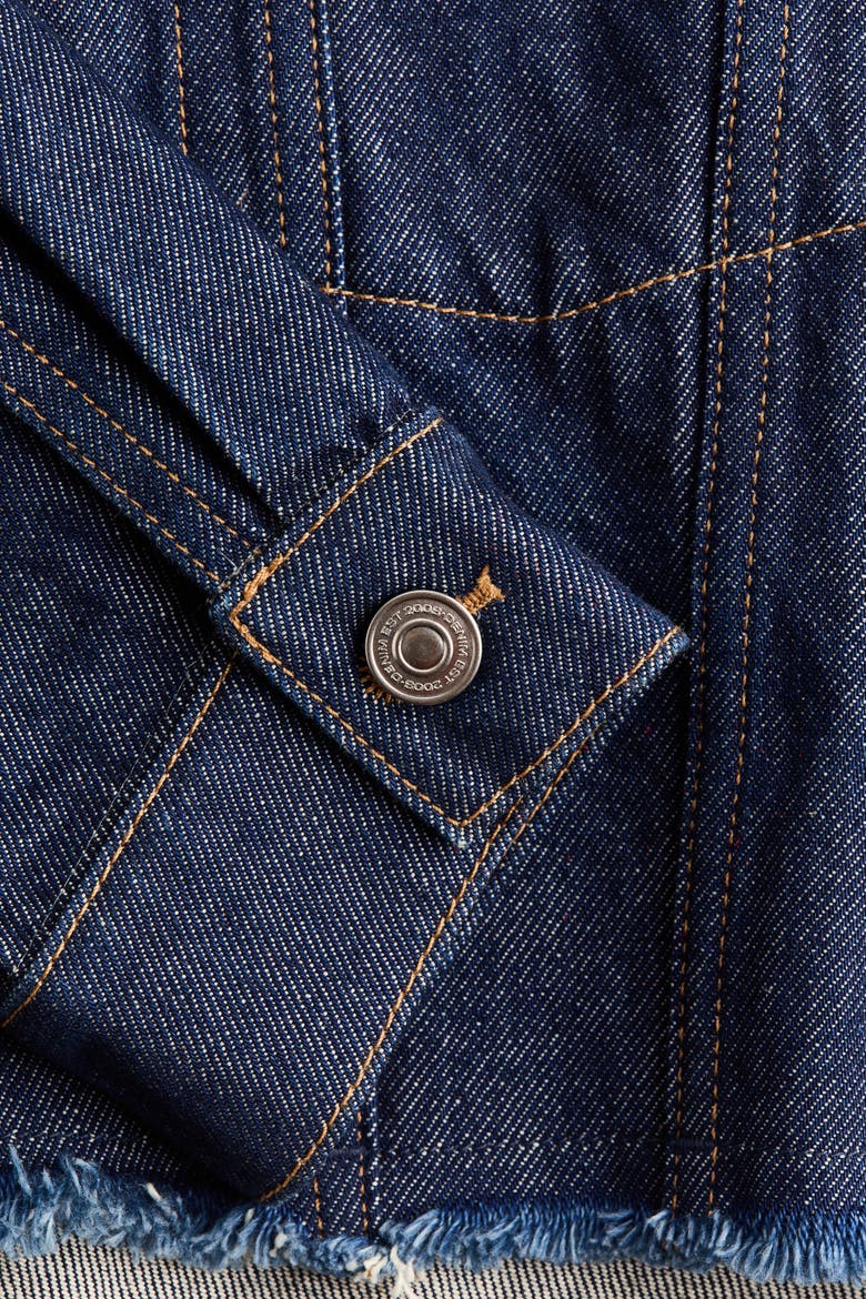 Cropped Denim Jacket, Alternate, color, Dark denim blue
