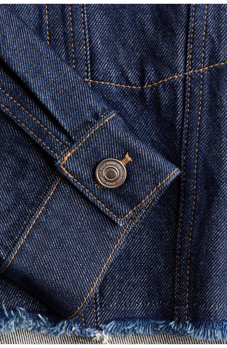 H&M Cropped Denim Jacket, Alternate, color, Dark Denim Blue