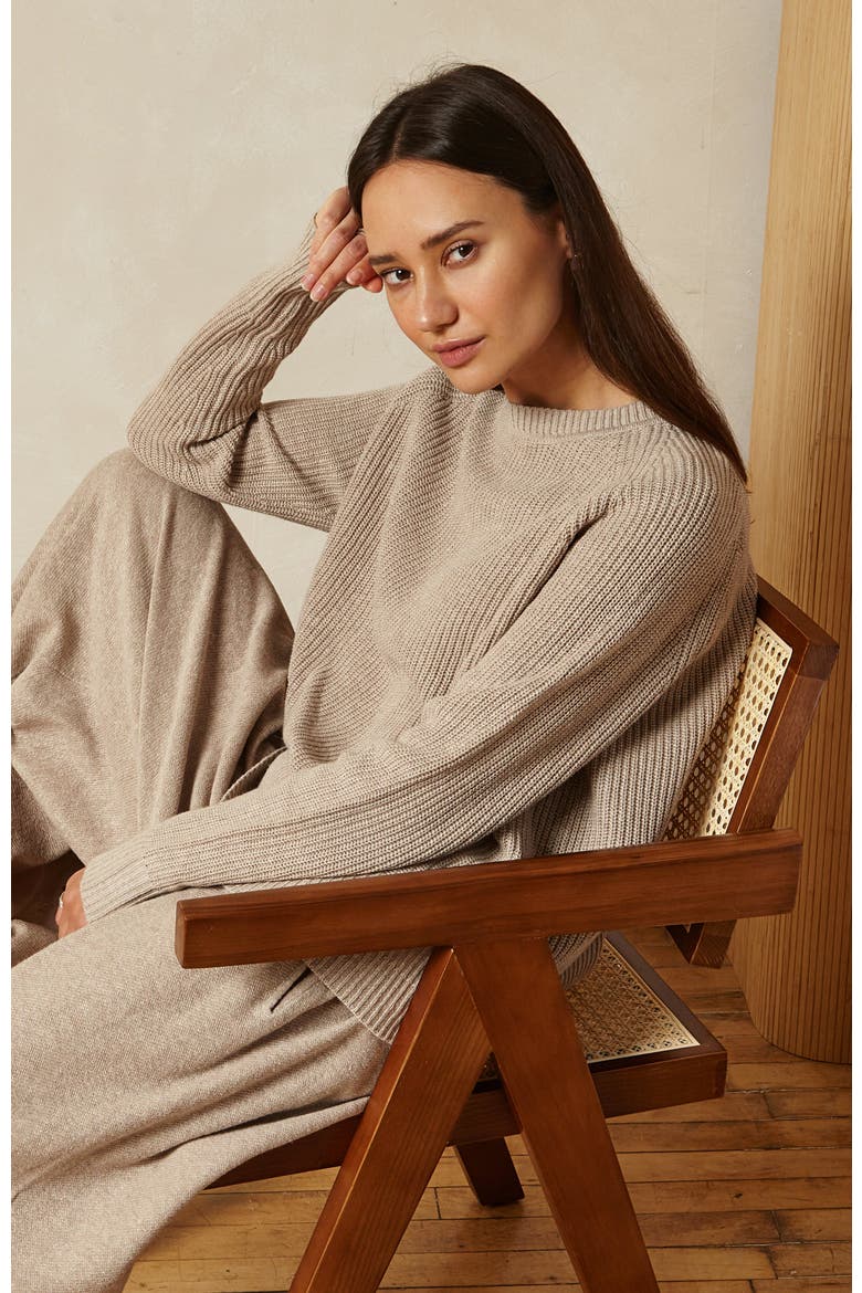 Romey Ribbed Crew, Alternate, color, Oat
