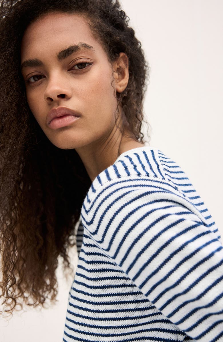MANGO Stripe Sweater, Alternate, color, Navy