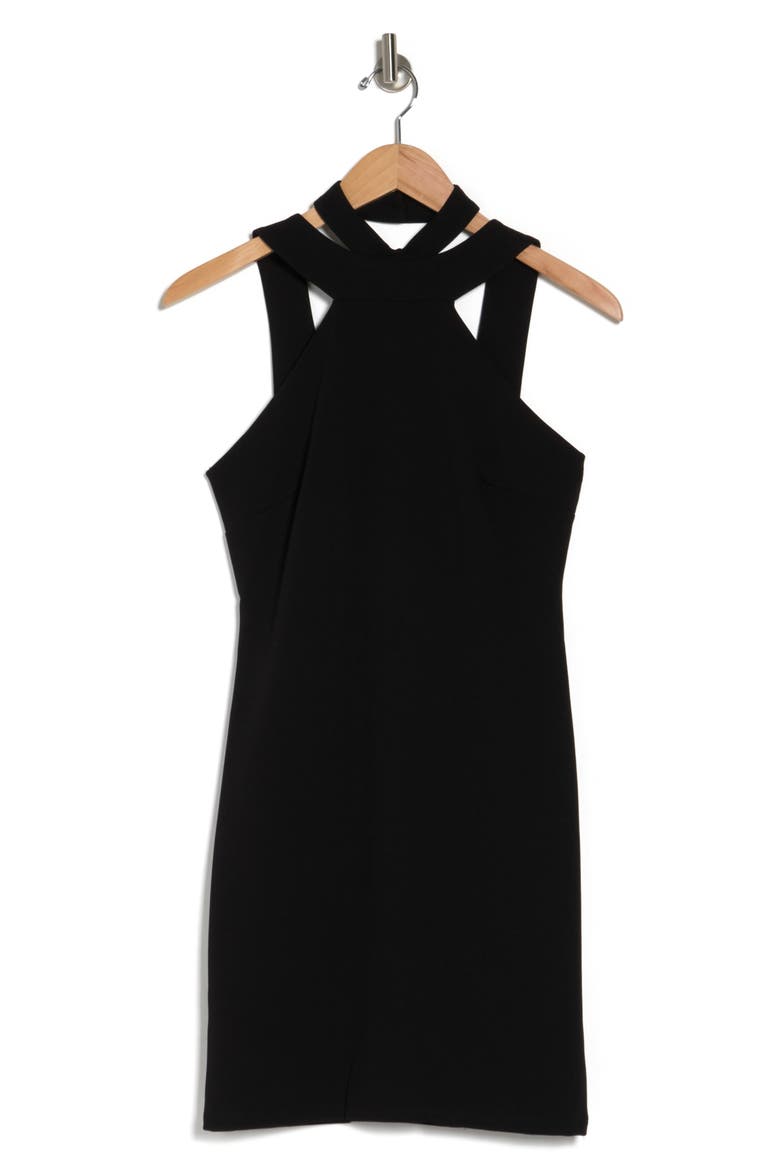 Choker Mini Sheath Dress, Alternate, color, BLACK