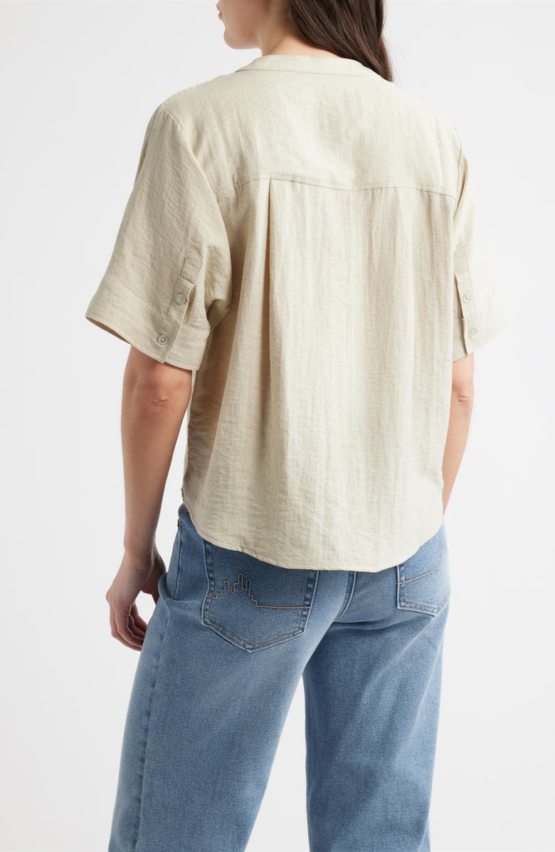 CITY BLUES Boxy Short Sleeve Button-Up Shirt, Alternate, color, Oyster