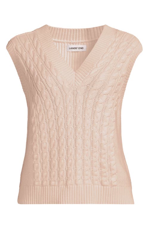 Lands' End Drifter Modern Cable V Neck Vest Sweater In White
