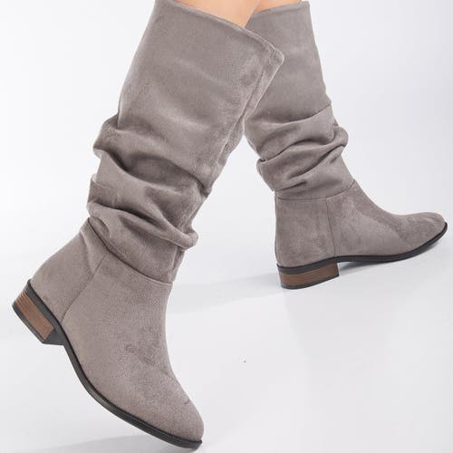 Forever & Always Shoes Maribel Knee High Slouch Boots In Grey