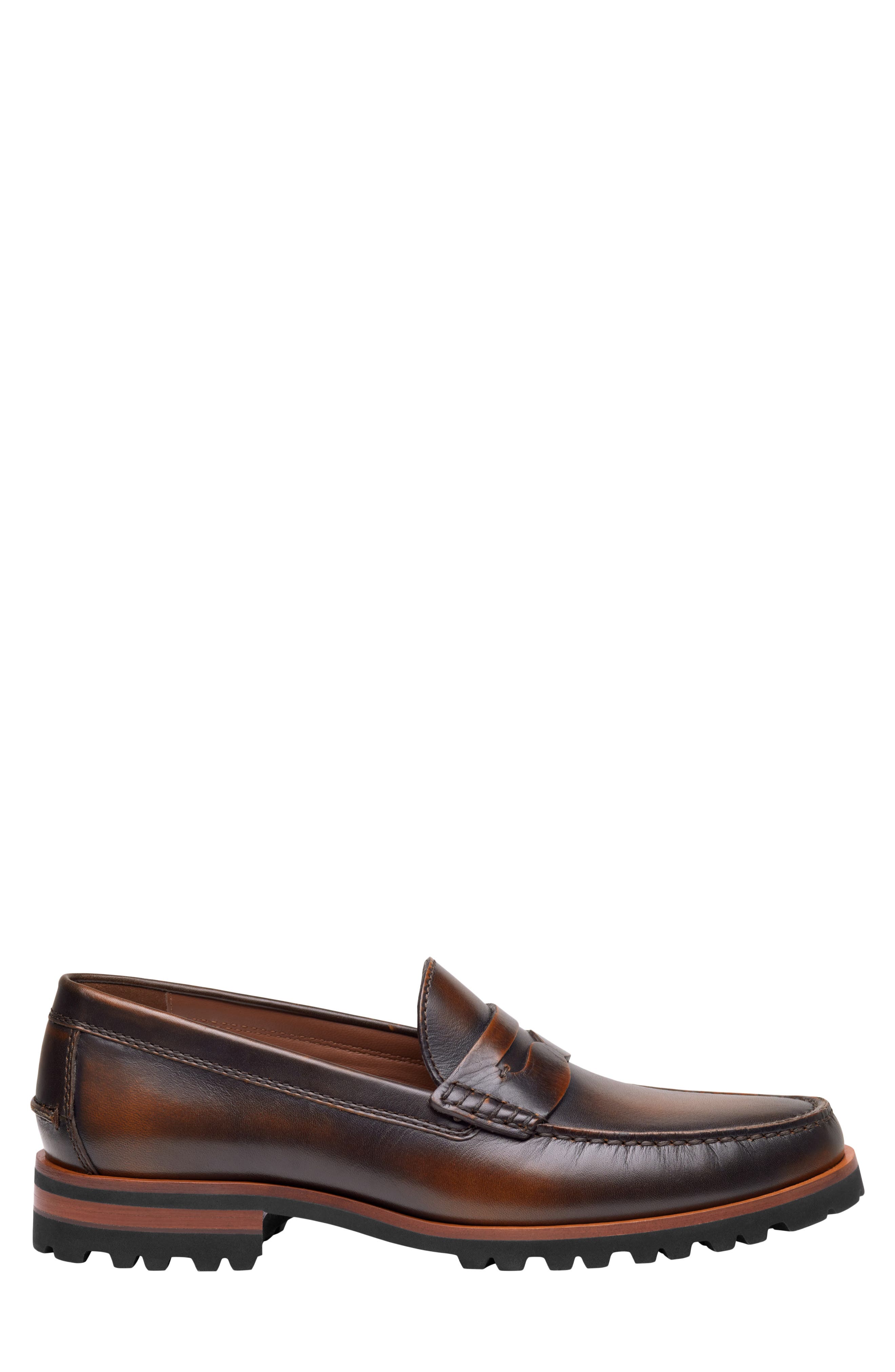 Baldwin Lug Sole Penny Loafer, Alternate, color, BROWN BRUSH-OFF FULL GRAIN