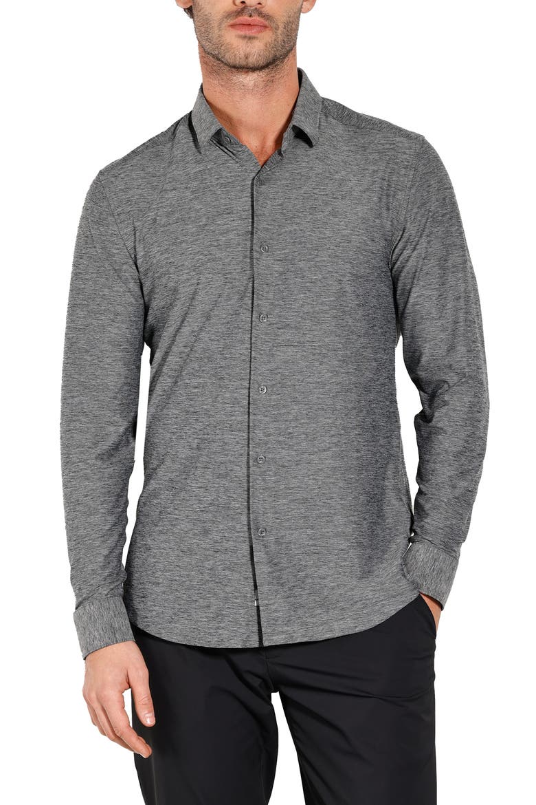 New Melange Long Sleeve Tech Shirt, Main, color, Grey