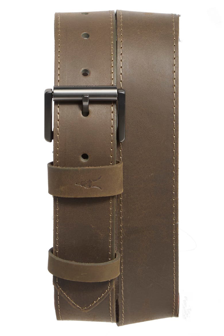 Waxy Leather Belt, Main, color, LOG BROWN / GUNMETAL