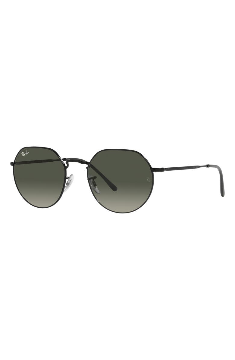 Ray-Ban Jack 53mm Round Sunglasses, Alternate, color, Grey Flash