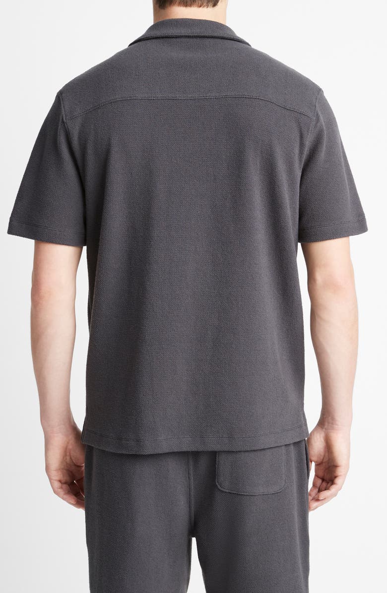 Vince Bouclé Knit Short Sleeve Camp Shirt, Alternate, color, Soft Black