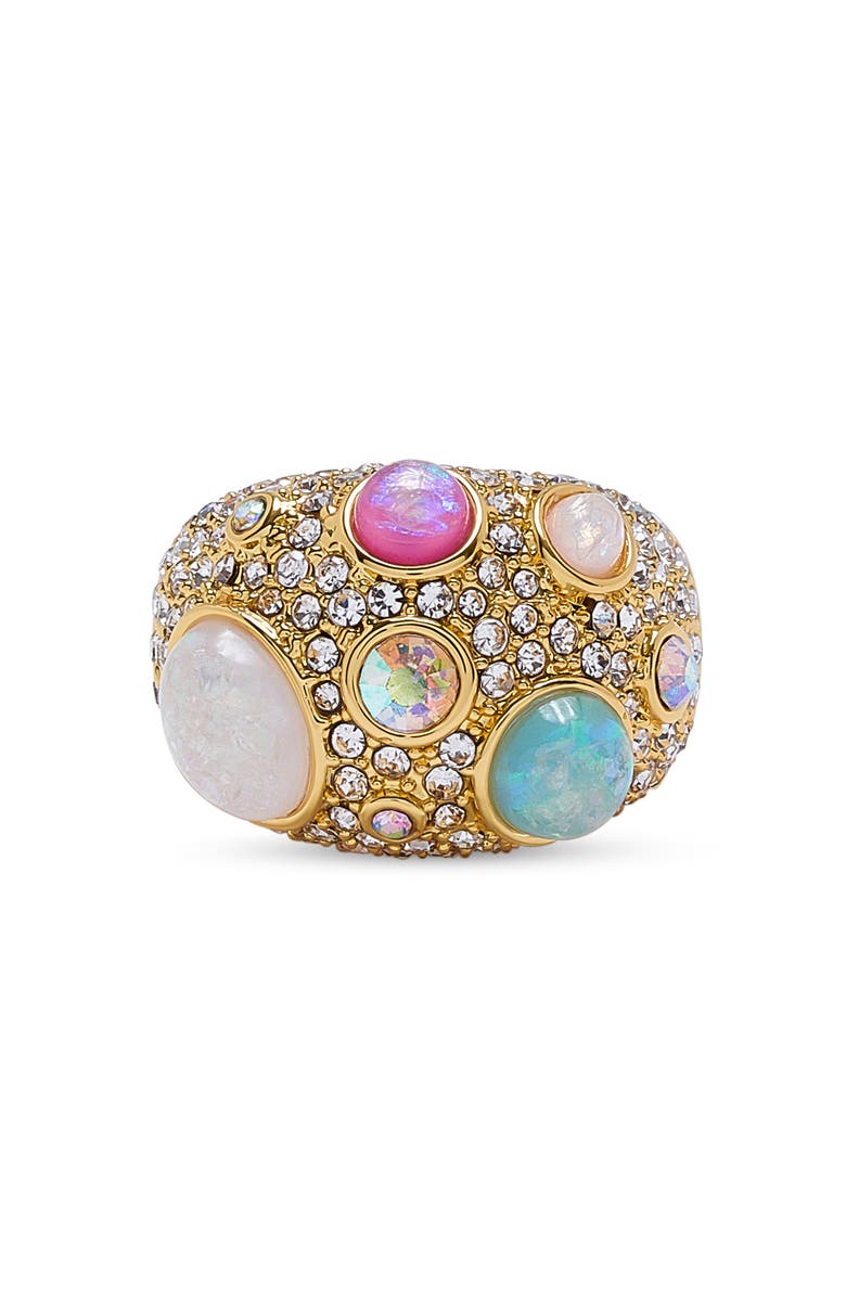 Kurt Geiger London Domed Pavé Cocktail Ring, Alternate, color, Gold Multi