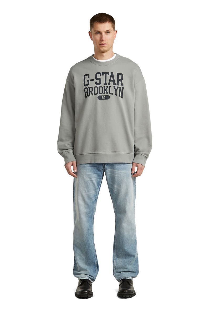 G-STAR Colletiate Relaxed Fit Organic Cotton French Terry Crewneck Sweatshirt, Alternate, color, Wild Dove