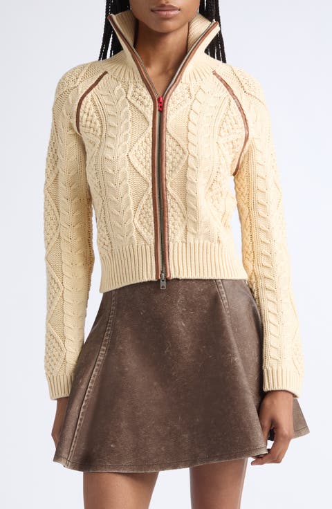 M-Intelle Cotton & Wool Cable Zip Cardigan