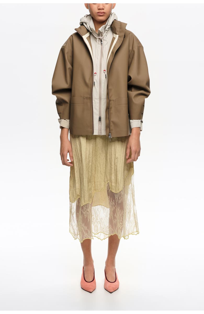 Bimba y Lola Rubber-Coated Flared Trench, Main, color, Dark Camel