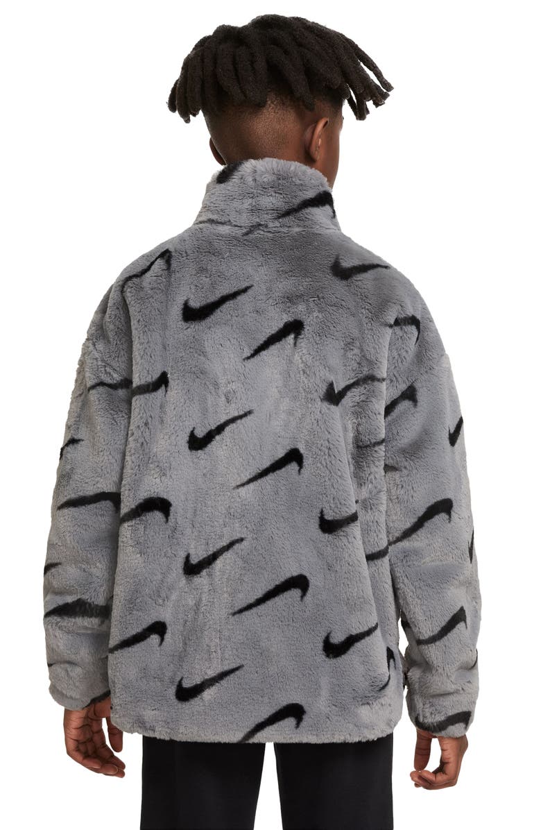 Nike Kids' Sportswear Print Faux Fur Jacket, Alternate, color, 