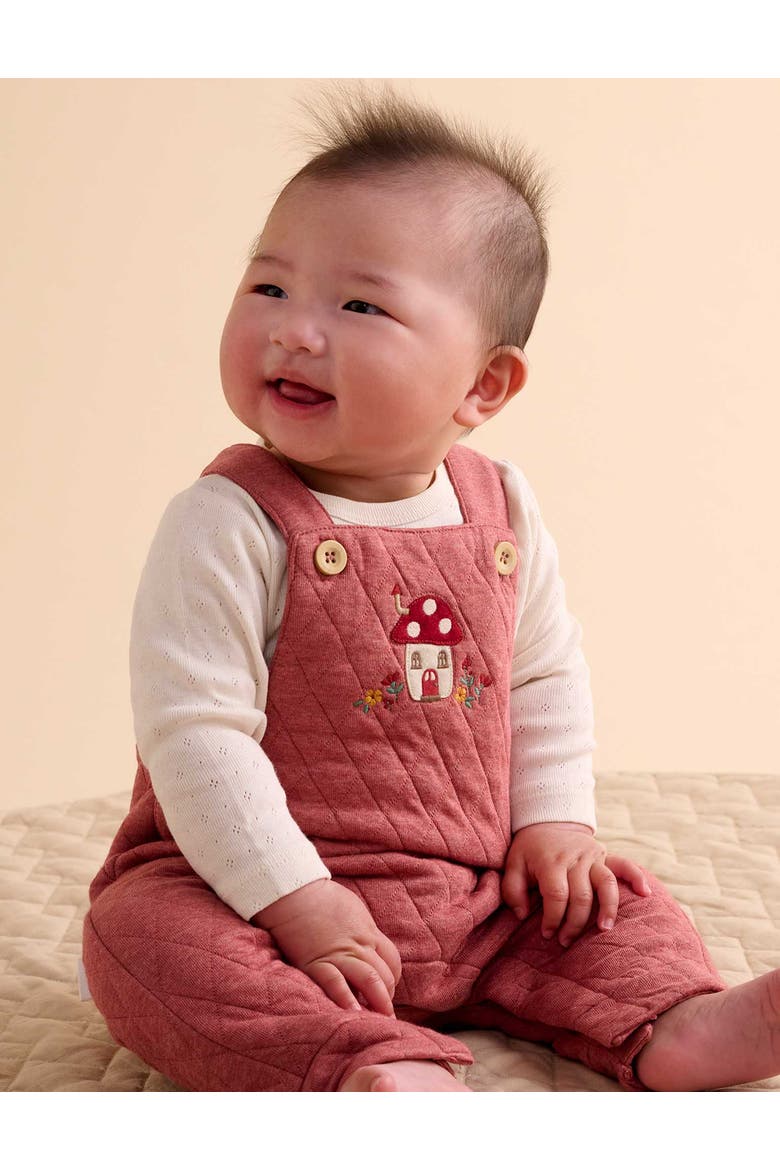 Baby Girl Quilted Overall, Alternate, color, Toadstool Melange
