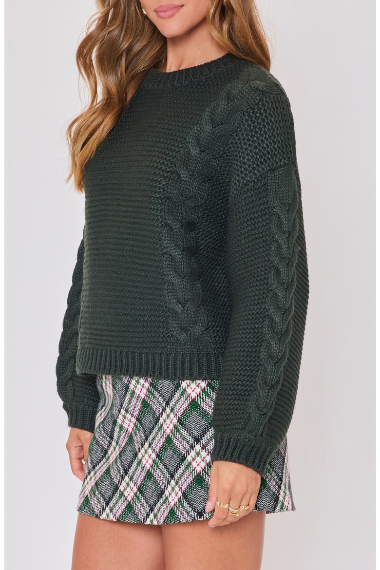 Pinecrest Cable Stitch Crewneck Sweater, Alternate, color, HUNTER GREEN
