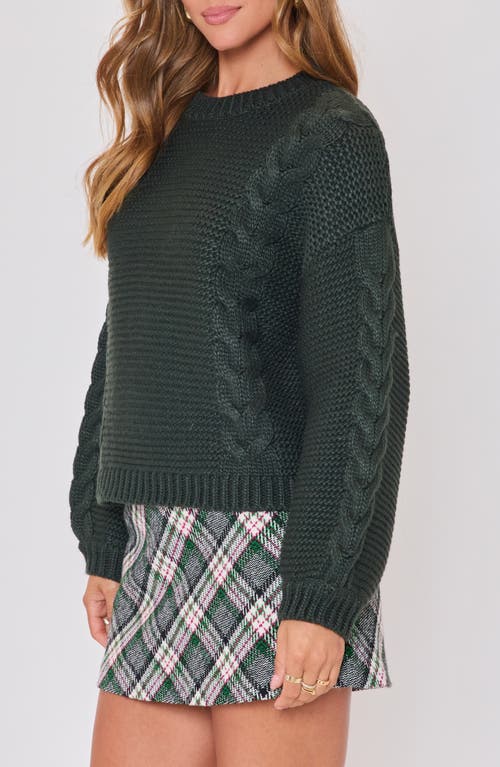 Vici Collection Pinecrest Cable Stitch Crewneck Sweater In Green