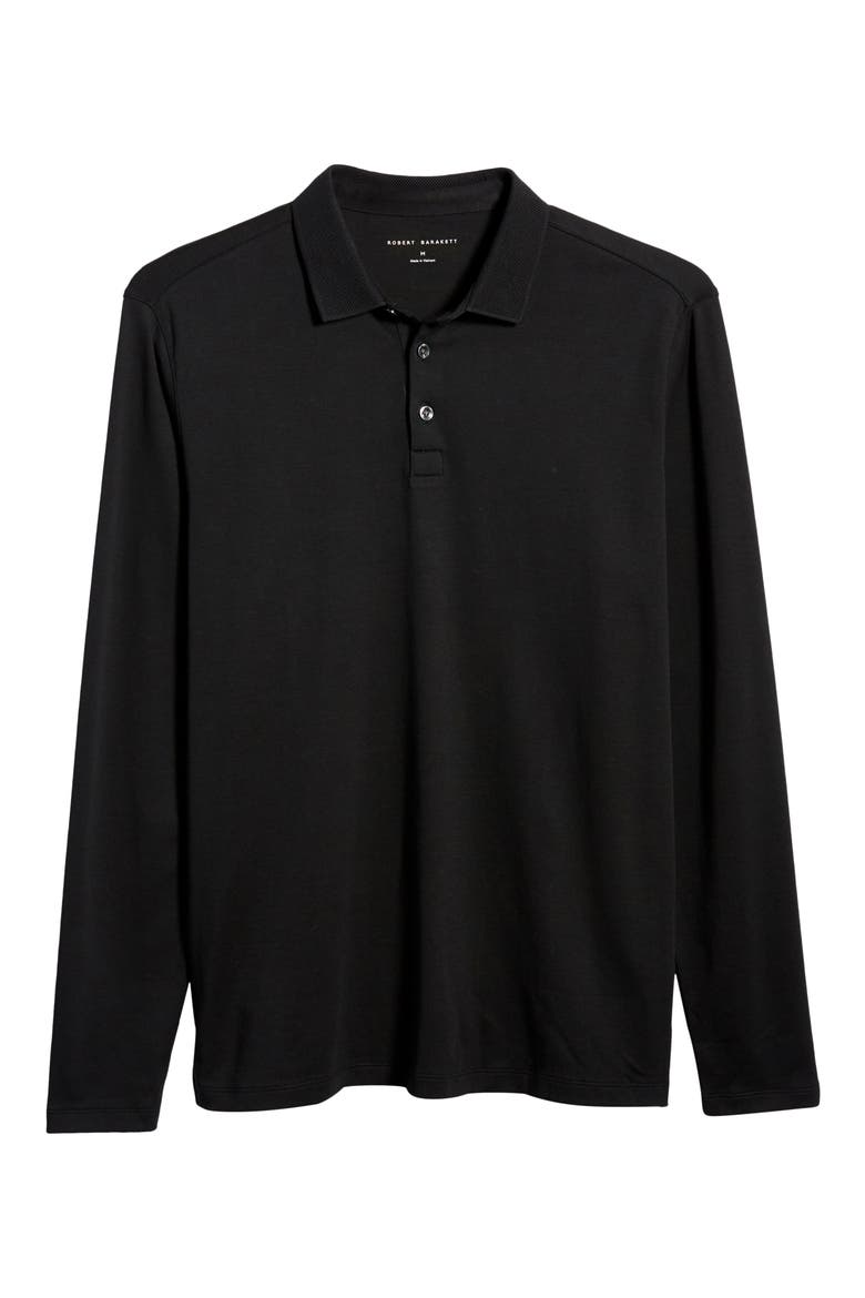 Georgia Long Sleeve Polo, Alternate, color, BLACK