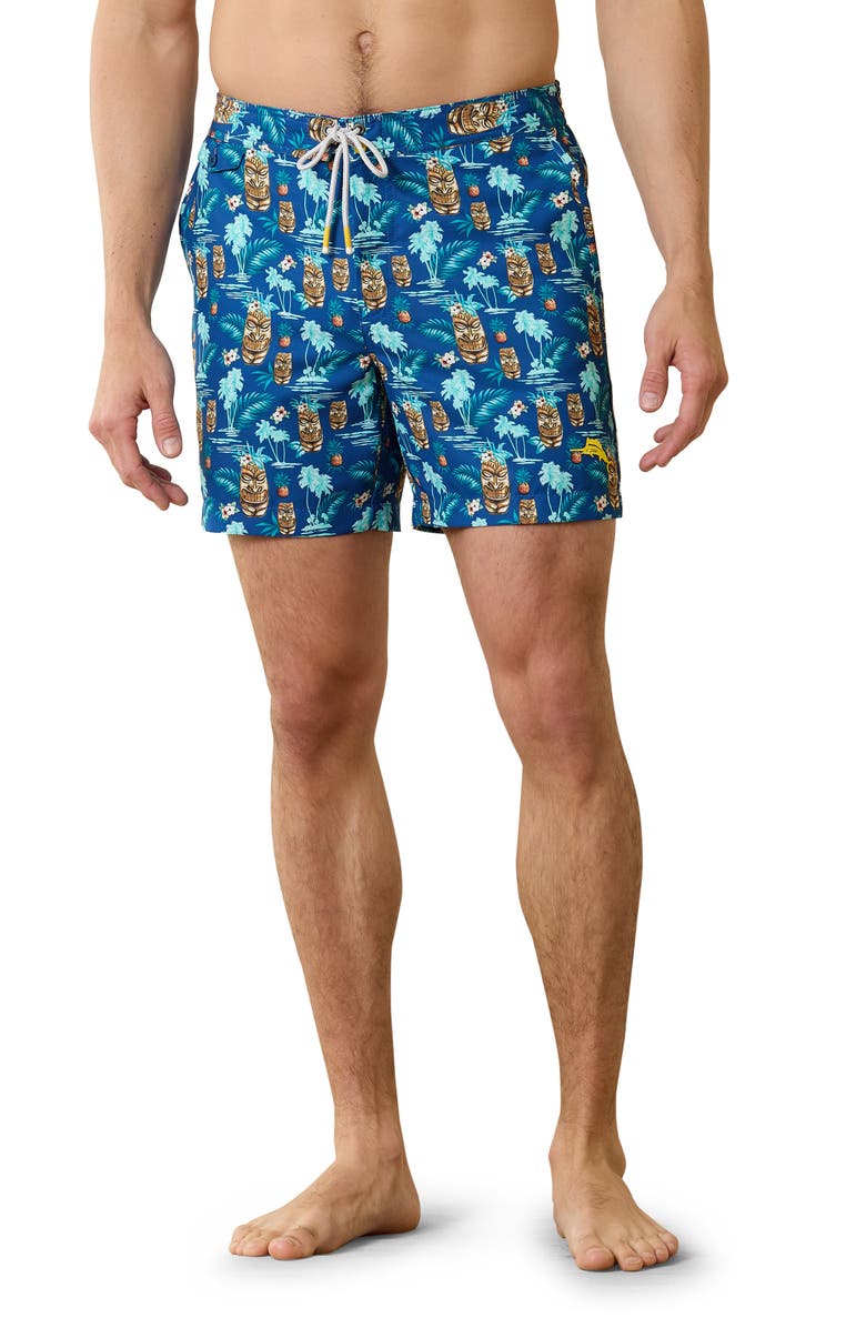 Tommy Bahama Rialto Tiki Tropics Swim Trunks, Main, color, Cobalt Haze
